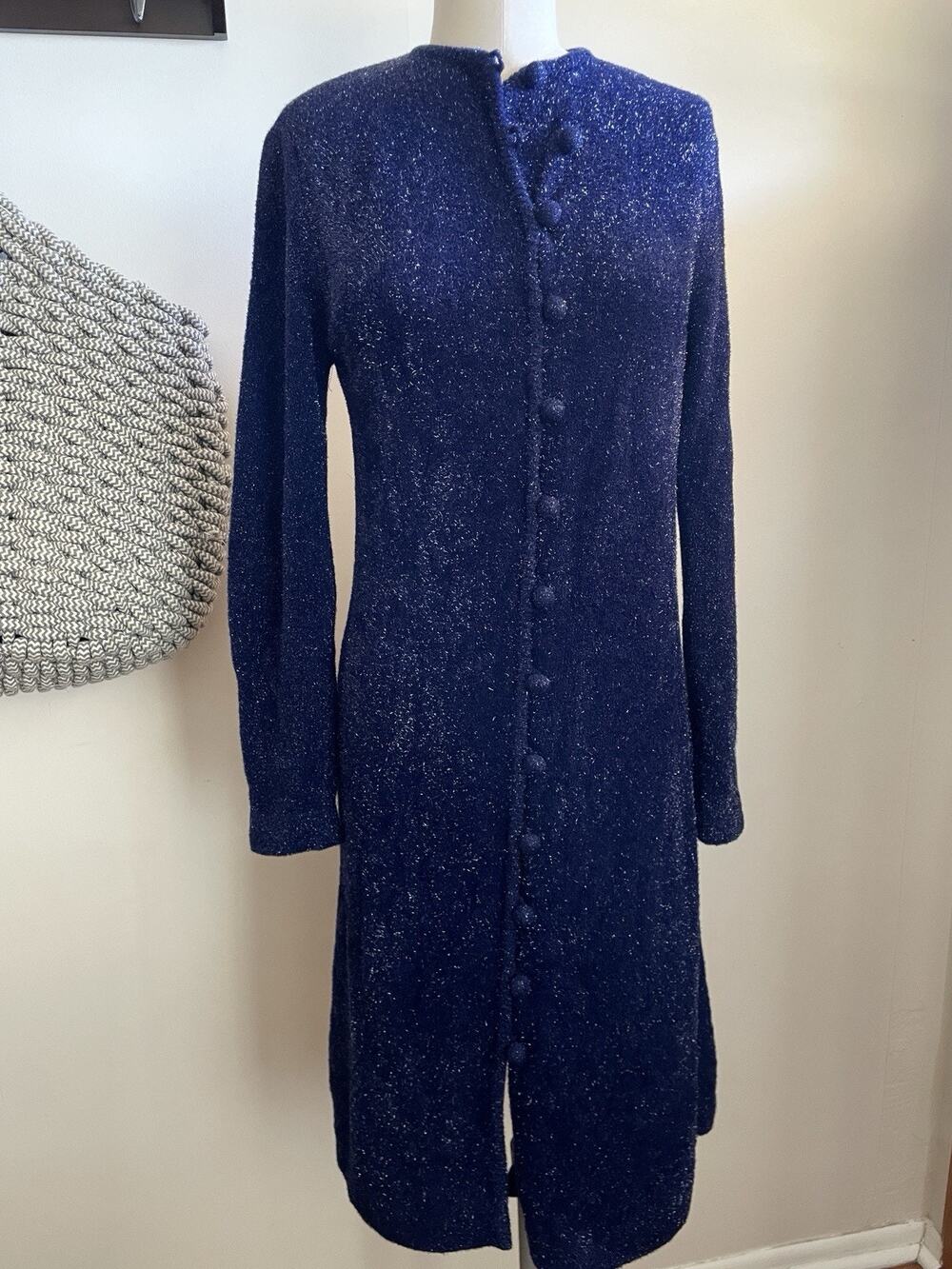 Giorgio Armani Women’s Blue Sweater Dress Size 42 Italy USA 6 Sparkly